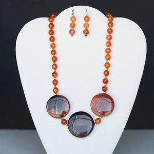 Fire amber necklace with matching earring